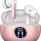 A10 Pro Wireless Earbuds Bluetooth 5.3 HiFi Stereo, 50H Playback LED Digital Display Earphones, ENC Noise Cancelling Mic, Ergonomic Sport Headphone Headset for Gym/Running/Work - Rose Gold