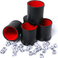 Leatherette Dice Cup Set Red Felt Lined Shaker with 6 Dot Dices for Yahtzee Farkle Bar Party Dice Games-5 Pack