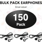 Konohan 150 Packs Earbuds Bulk Earphones with 3.5 mm Headphones Wired Ear Earbud Wired Earphone for Adult Teacher Office Home Computer Travel Library Individually Packed(Black)