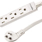 Amazon Basics Rectangular Indoor Extension Cord Power Strip, 3-Prong, Flat Plug, Grounded - 13 Amps, 1625 Watts, 125 VAC - 2-Pack, 6 ft, White