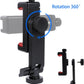 Phone Tripod Mount Adapter, with Cold Shoe&1/4" Hole for Tripod/Selfie Stick/Camera Stand, 360° Rotates Adjustable Phone Clip Clamp Holder for iPhone/Samsung/All