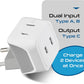 Ceptics European Travel Plug Adapter Europe Power Adaptor Charger Dual Input - Ultra Compact - Light Weight - USA to any Type C Countries such as Italy, Iceland, Austria and More (CT-9C), white