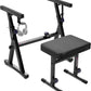 Liquid Stands Portable Heavy Duty Digital Piano Stand & Bench Set - Adjustable Keyboard Music Stand & Seat for 54-88 Key Electric Pianos