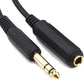 Devinal 6.35mm 1/4" inch TRS Plug Male to 1/4 Female Headphone Guitar Extension Cable Cord, Gold Plated Audio Cable Stereo Extender, 6 feet (1.8 M)