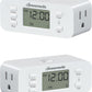 DEWENWILS 24 Hour Programmable Digital Timer Outlet, 2 Pack Timers for Electrical Outlets, Indoor Light Timers for Lamp Fan Aquarium, 2 Grounded Outlet, 125V/15A Resistive/1000W Tungsten, 3 Prong