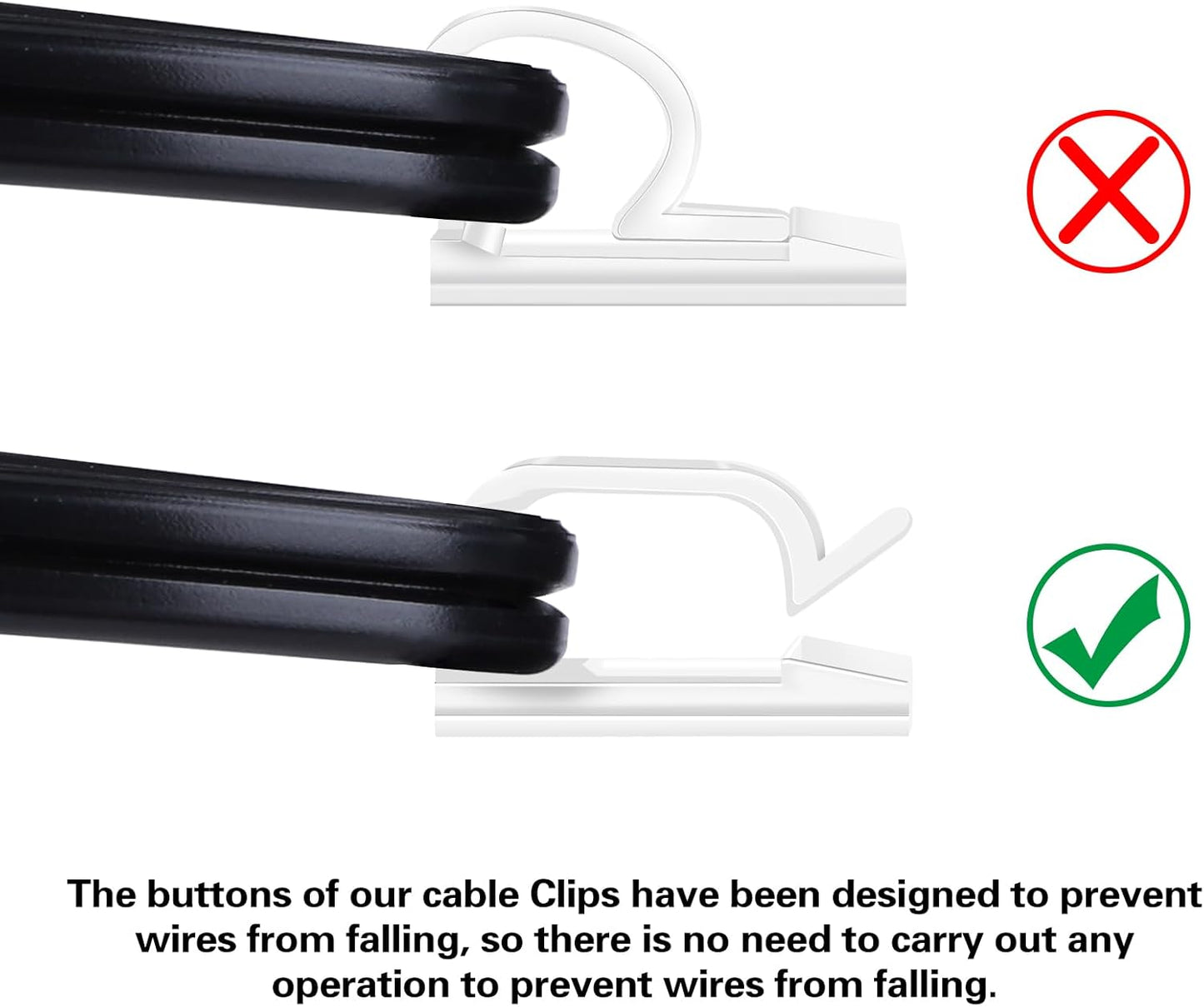 60 PCS XHF 5/8” Adhesive Cable Wire Clips Clear, Cable Staples Outdoor Cable Management Wire Organizer Cord Holder for Under Desk, Car, Wall, TV PC Ethernet Cable