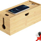 Bamboo Cable Management Box, Medium Cord Organizer Box Cable Box to Hide Wires & Power Strips for Desktop Storage Cord Holder for Office Home,No Assembley Required