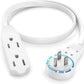 Maximm Cable 1 Ft 360° Rotating Flat Plug Extension Cord/Wire, 16 AWG Multi 3 Outlet Extension Wire, 3 Prong Grounded Wire - White - UL Certified