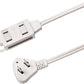 Amazon Basics Extension Cord with Multiple Outlets, 3 ft 2-Prong Indoor Power Strip, Flat Plug, 13 Amps, 1625 Watts, 125 VAC, White, 2-Pack