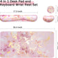 Large Mouse Pad and Keyboard Wrist Rest, Desk Pad for Keyboard and Mouse, 4-in-1 Large Gaming Mouse Pad with Wrist Support, Non-Slip Desk Mat for Home Office Study Game-Pink Gold Marble