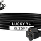 LUCKY TL Indoor Outdoor Extension Cord, 16/3 Gauge Black Long Extension Cord 25ft, Waterproof Flexible Case, Made of Pure Copper, 13A 1625W 16AWG SJTW, 3 Prong Heavy Duty Wire, ETL
