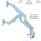 Pixio PS1D Wave Blue Dual Monitor Arm Stand Desk Mount - Fits up to 32 inches Monitors and up to 19.8lbs. VESA Compatibility and Integrated Cable Management