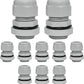 10 Pcs 1/2" NPT Nylon Cable Glands, IP68 Waterproof Adjustable Cord Grip Cable Connector Strain Relief Wire Protectors for 6-12mm Cable Diameter, Grey