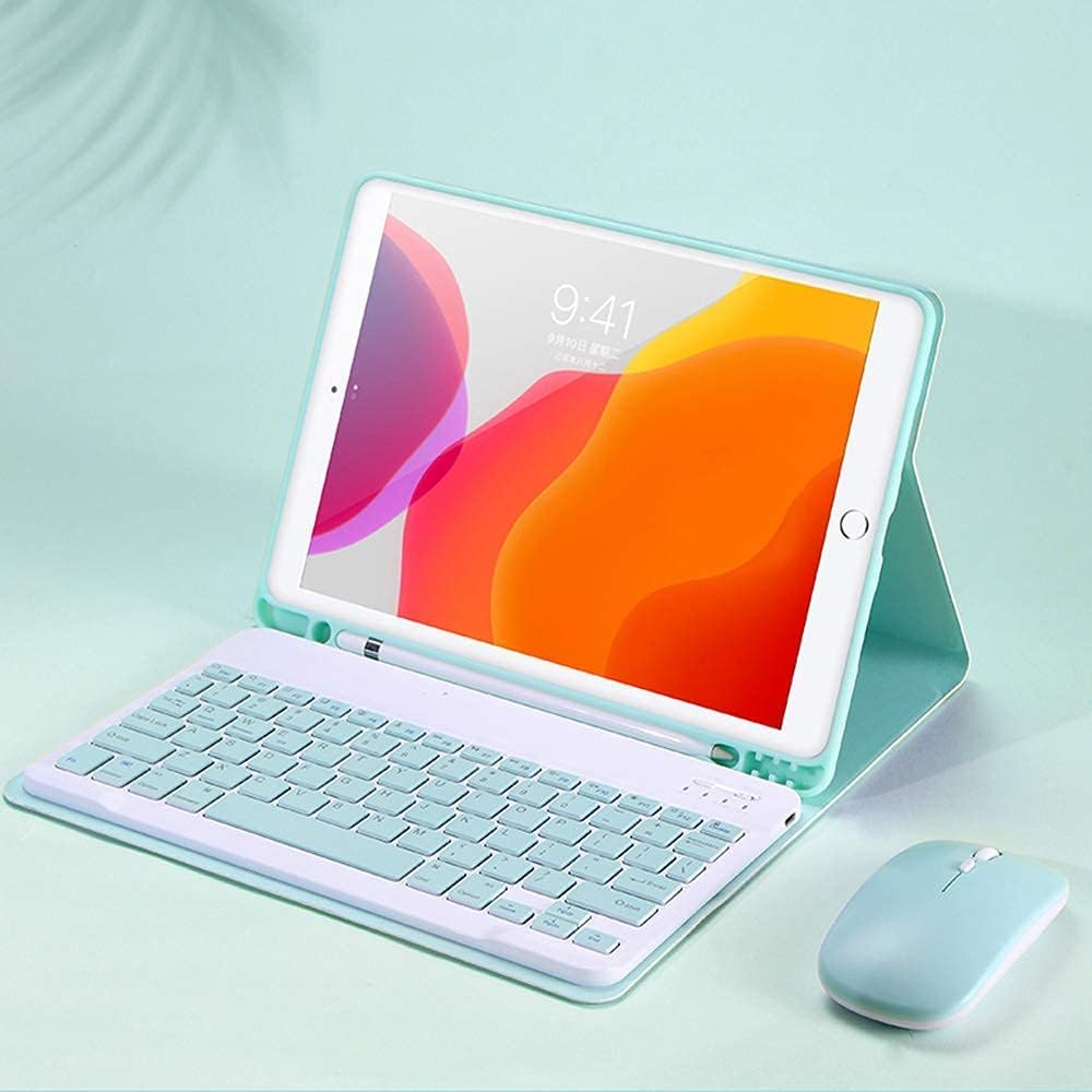 AnMengXinLing Keyboard Case for iPad Air 13 Inch (M3 2025/M2 2024)/Pro 12.9 6th/5th/4th Generation with Mouse Pencil Holder, Magnetically Detachable Keyboard Mouse, Sky Blue