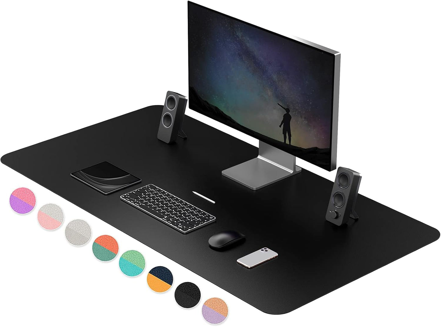 Dual-Sided Multifunctional Desk Pad, 47.2" x 23.6" Desk Mat, Waterproof Desk Blotter Protector, Leather Desk Wrting Mat for Office and Home (47.2" x 23.6", Black)