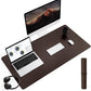 YSAGi Non-Slip Leather Desk Pad L Size, Waterproof Laptop Computer Desk Keyboard Mat, Table Protector Blotter Mat, Large Mouse Pad for Office/Work/Home/Decor(Dark Brown, 35.4" x 17")