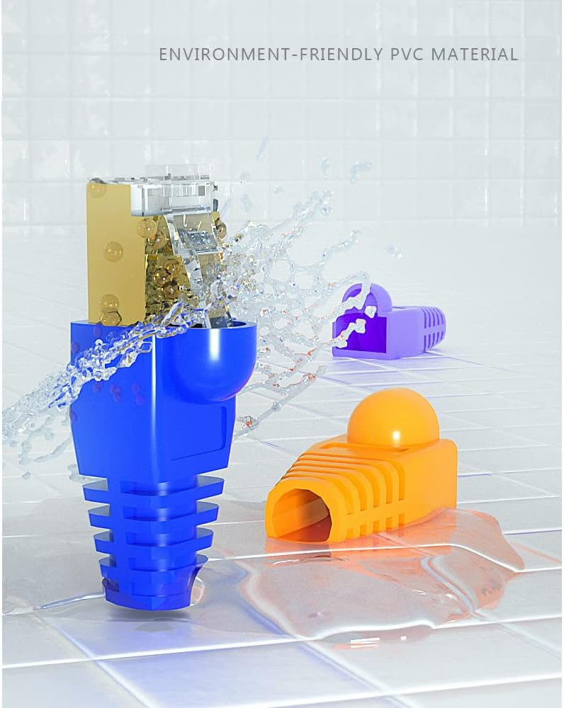 50 Pcs Cat5 Cat5E Cat6 Strain Relief Boot, RJ45 Plug Connector Cover Modular Network Plug Connector Cap Cable Connector Boots, Transparent