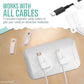 Smartish® Magnetic Cord Holder - Bigger Cable Wrangler Organizer with Magnet Clips for Charger Management on Desktop, Nightstand, or Side Table - Holds 6+ Cables - Snow Day White