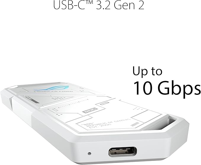ASUS ROG Strix Arion White M.2 NVMe SSD Enclosure-USB3.2 Gen 2x1 Type-C (10Gbps), Dual USB-C to C & USB-C to A, Screwdriver-Free, Thermal Pads Included, Fits PCIe 2280/2260/2242/2230 M Key/B+M Key