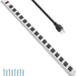 JUNNUJ Metal 16 Outlet Power Strip, Mountable Heavy Duty Power Strip, 1200J Surge Protector Wall Mount Screws Outlet with Switch, Gaming Desk Strips Wide Spaced 15A 125V 1875W, 6 FT 14AWG Power Cord