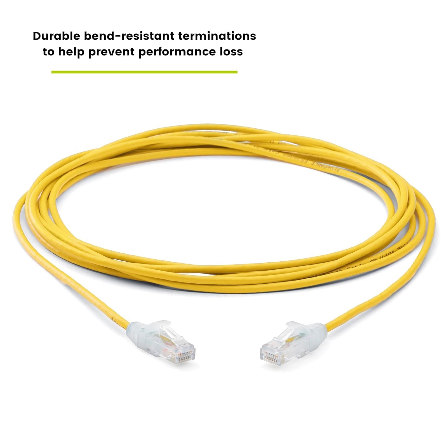 TRUECABLE Cat6 Component Rated Patch Cable, Unshielded (U/UTP), 14ft, Yellow, 28AWG Solid Copper, Snagless 10G High-Speed Ethernet Cable, PoE++ 4PPoE 100W, UL Listed, RoHS-3, 5 Pack
