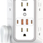 USB Wall Charger Power Strip Surge Protector with 4 USB Ports (2 USB C) Plug Extension Multiple Outlets Plug Extension Multi Outlet Plug in Adapter Spaced Outlets for Home Office Travel,White (White)