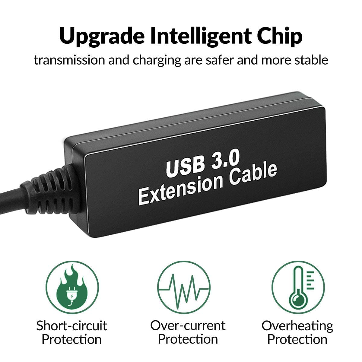 32Feet USB 3.0 Extension Cable,Type A-Male A-Female Extender Cord, With 2 Expansion Chipset Signal Boosters, Compatible With Oculus Quest 2 VR, Xbox, PS4,Webcam,Printer, Hard Drive,USB HUB Etc.