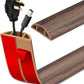 Floor Cord Cover Self Adhesive Cord Hider Floor Extension Cord Covers for Floor Power Cord Protector Cable Management Prevent Cable Trips Cable Cavity 0.59" W x 0.31" H (Smoked Brown Wood, 20Ft)