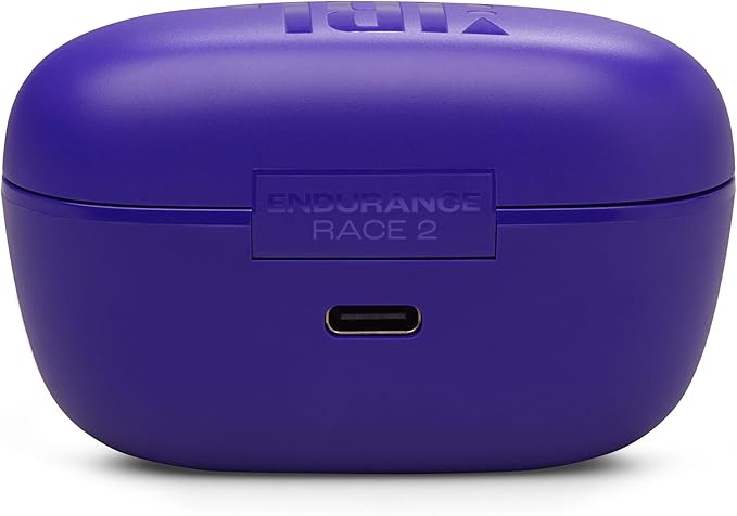 JBL Endurance Race 2 - Waterproof (IP68) sports true wireless earbuds with 4 mics for crisp, clear calls, JBL Pure Bass sound, 48Hrs of Playback, plus speed charging & Active Noise Cancelling (Purple)