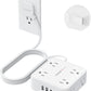 TESSAN 10 Ft Flat Plug Extension Cord with Multiple Outlets, Surge Protector Power Strip with 3 USB(1 USB C) 8 Outlets, 900J Protection, Desk Charging Station for Home, Dorm Room Essentials, White