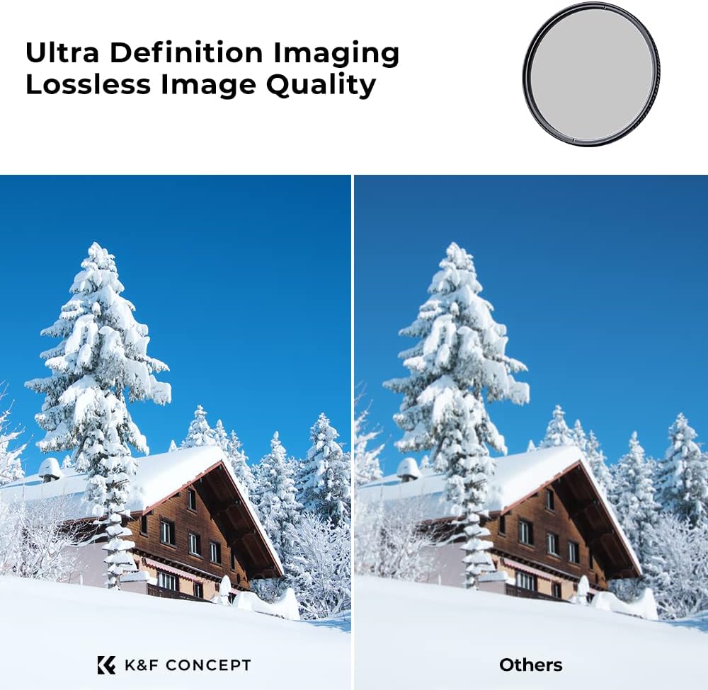 58mm Circular Polarizers Filter, K&F CONCEPT 58MM Circular Polarizer Filter HD 28 Layer Super Slim Multi-Coated CPL Lens Filter (Nano-X Series)