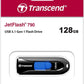 Transcend JF790 128GB USB Flash Drive, for PC/Mac/Laptop/Windows/Computer/ Desktop/TV/Car Audio, USB3.2 Gen1 Memory Stick, Thumb Drives Data Storage w/ Retractable Connector, USB2.0/3.0/3.1 Compatible