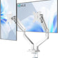 WALI Dual Monitor Stand for 17-32 inch Screens, Dual Monitor Arms for 2 Monitors Holds up to 19.8 lbs, Adjustable Gas Spring Dual Monitors Mount, VESA 75x75/100x100mm (GSMP002NW), White