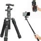 Fotopro Mini Tripod with Ball Head Phone Mount Detachable Selfie Stick Folded only 8.6" Max Load up to 6.6 lbs FY-810 Grey