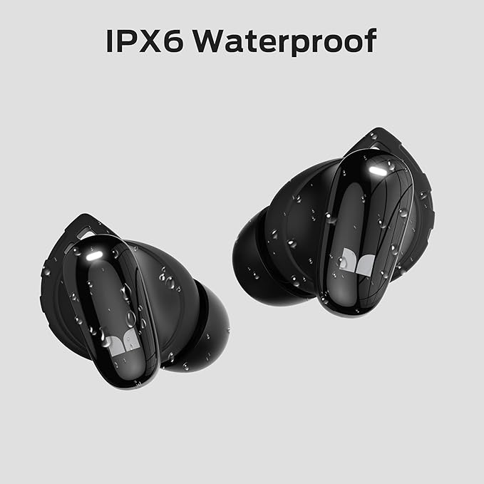 Monster N-Lite 206 Wireless Earbuds Bluetooth 5.4 in Ear Headphones, Bluetooth Ear Buds Built-in Microphone, Touch Control, Comfortable Fit, USB-C Fast Charging, IPX6 Waterproof, 25H Playtime, Black