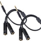 HOSONGIN 1/4" Stereo Splitter Cable (2-Pack), 1/4 Inch TRS Male to Dual TRS Female Y Adapter, Gold-Plated, Noise-Free Audio Cable for Headphones, Amplifiers, Studio, 1.6Ft (20 inch)