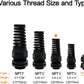 LeMotech 2Pcs NPT 1/2" IP68 Waterproof Cable Gland Flex Spiral Strain Relief Black Nylon Joint with Gaskets for 6-12mm Wire Thread