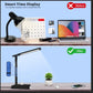 Smart Desk Lamp with Dual USB Charging (Type-C/USB-A) & 2 AC Outlets, Digital Clock, Temperature Display, 5 Color Modes, 5 Brightness, Adjustable - for Office, Bedroom, Dorm Room, Study