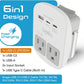 Ceptics 35W Universal Travel Adapter Kit – 2 USA sockets, USB-A, USBC, 1x PD 35W USB-C and USBC Cable, Surge Protected, Plugs for EU, UK, China, AU, Japan - for Laptop, Phone, Camera-ETL Tested
