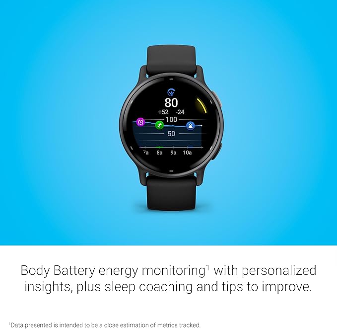 Garmin Vívoactive 5, Health and Fitness GPS Smartwatch, AMOLED Display, Up to 11 Days of Battery, Slate Aluminum Bezel with Black Case and Silicone Band
