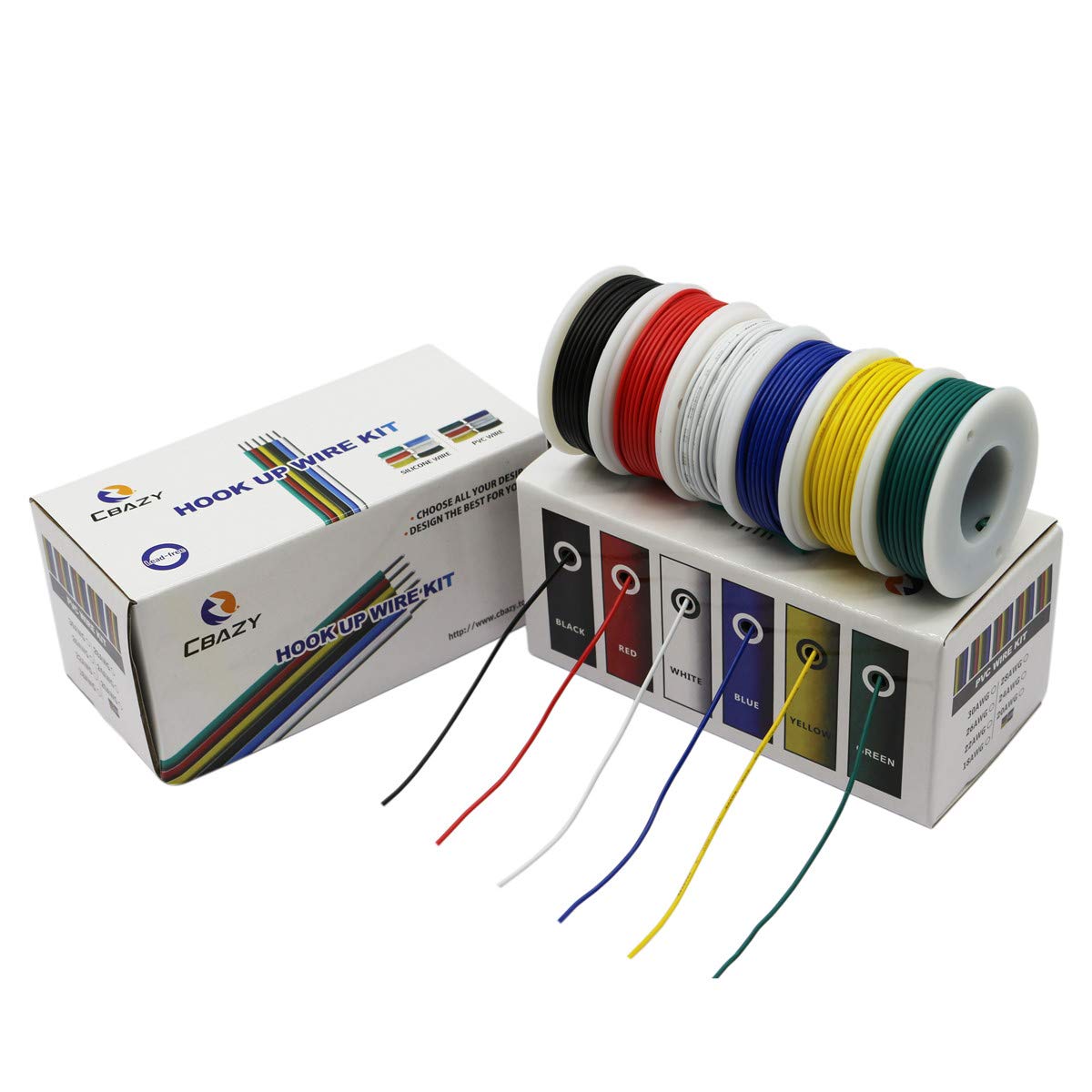 Hook up Wire Kit (Stranded Wire Kit) 28 Gauge 6 Colors 32.8 feet Each Electrical Wire 28 AWG PVC Wire
