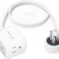 TROND Short Extension Cord 1.5ft with 360° Rotating Flat Plug, Low Profile Small Power Strip, Three Prong 3 Way Grounded Outlets, 13A, SPT 16/3 AWG Cable for Indoor Home Office Cruise Travel, White