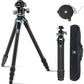 SIRUI 50.2" Carbon Fiber Travel Tripod, Compact Professional Camera Trippod with Low Profile Ball Head, Quick Release System, Load Up to 26.5lbs/12kg, AM-254+KS-20