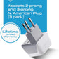 Ceptics Brazil Travel Adapter Plug with Dual Usa Input - Type N (3 Pack - Ultra Compact - Safe Grounded Perfect for Cell Phones, Laptops, Camera Chargers and More - Power Plug (CT-11C)
