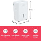 Frigidaire Gallery 2-in-1 50-Pint Portable Dehumidifier with Wi-Fi, Energy Star Certification & Air Quality Monitoring for Medium/Large Rooms & Basements, Custom Humidity Control, Auto Shut Off, White