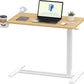 FLEXISPOT H7 Adjustable Overbed Bedside Table with Wheels Pneumatic Mobile Standing Desk Laptop Desk Rolling Computer Cart Movable Table Hospital Home Use(31.5" W x 17.7" D, Maple Large)