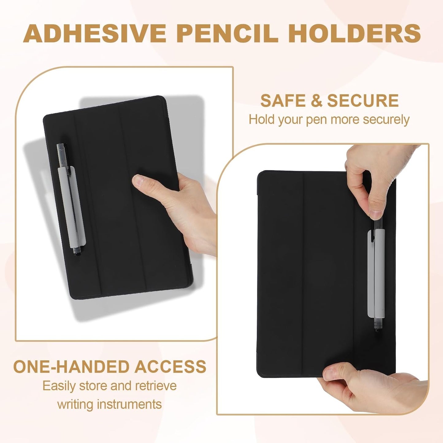 PATIKIL 2 Pcs Adhesive Pencil Holders, 105mm Long Universal Pencil Clip Silicone Pen Holder Office Pen Organizer for Desk Wall Clipboard Notebook Tablet Case Stylus, White