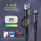CABLEDECONN USB2.0 A to USB C 3.2 Type C 20Gbps Male to Male Detachable 1m 3.3ft Cable Data Extension 10Gbps 240W Fast Charge 8K Ultra HD Video Data Connection Power Line