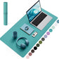 YSAGi Non-Slip Leather Desk Pad, Waterproof Laptop Computer Desk Keyboard Mat, Table Protector Blotter Mat, Large Mouse Pad for Office/Work/Home/Decor(Green Blue, 31.5" x 15.7")