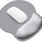 ITNRSIIET Ergonomic Mouse Pad with Wider Memory Foam Wrist Rest +17%, Curved Cushion Reduces Pressure 20%, Pain Relief, Non-Slip, Smooth, Cute Color Desk Accessory, 9.85 x 9 inch, Light Gray Accent